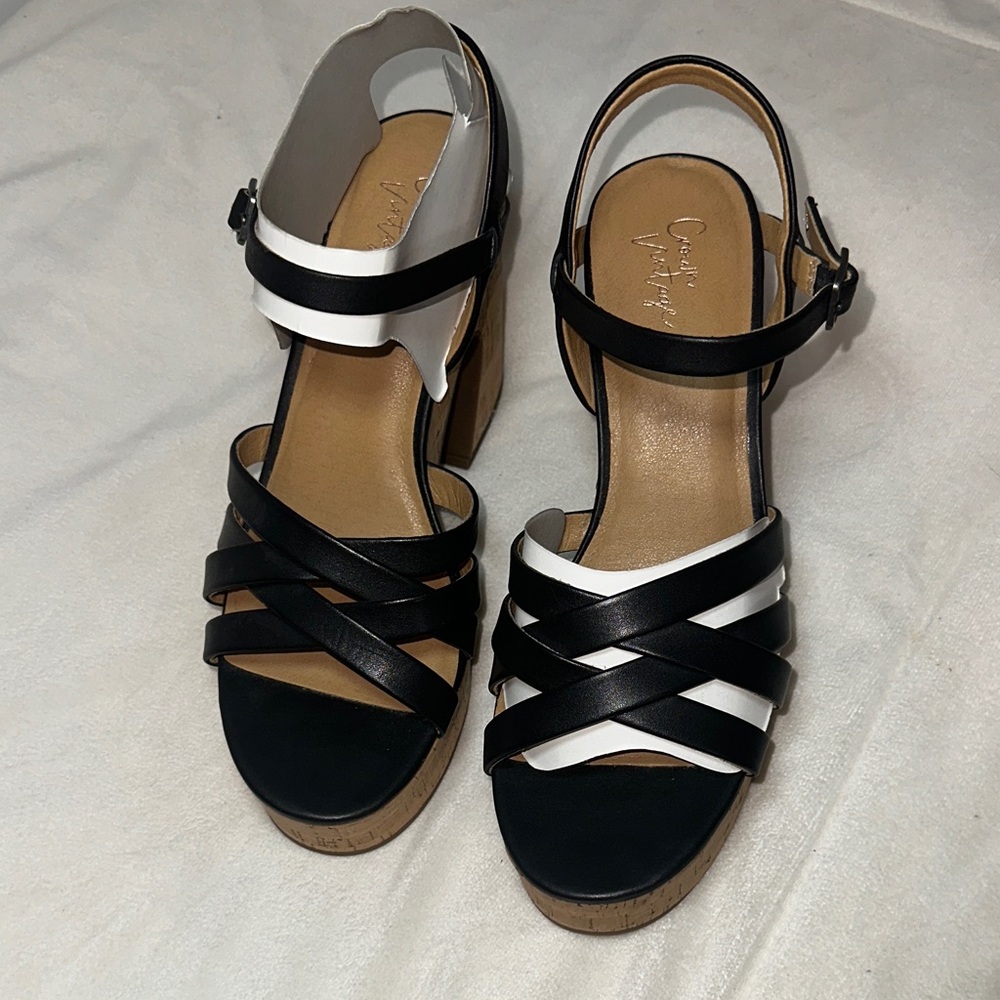 Crown Vintage Strappy Cork Heel Sandals